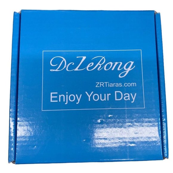 DcZeRong Enjoy Your Day Silver Tiara Birthday Crown With Hair Combs READ - Picture 2 of 4